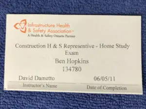 Construction Health & Safety Representative, Infrastructure Health & Safety Association